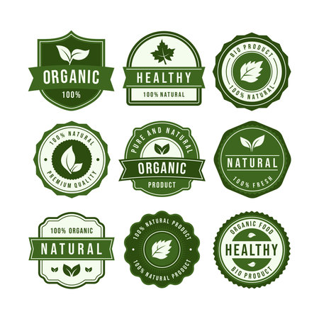 Natural product badge vector setのイラスト素材