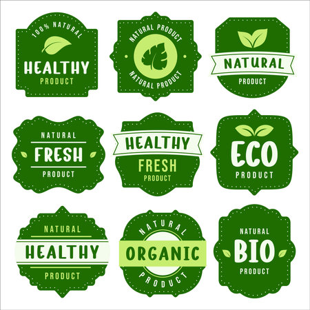 Natural product badge vector setのイラスト素材
