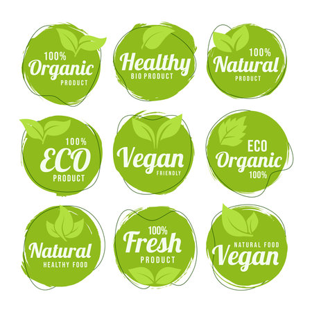 Natural product badge vector setのイラスト素材