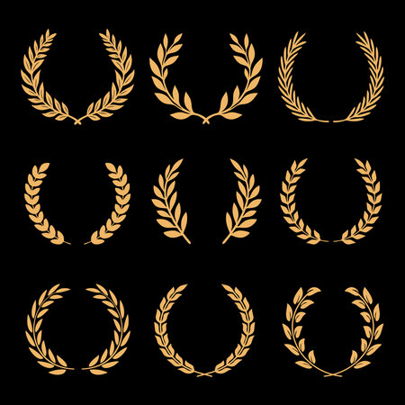 Set of laurel wreath vectorのイラスト素材