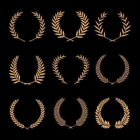 Set of laurel wreath vectorのイラスト素材