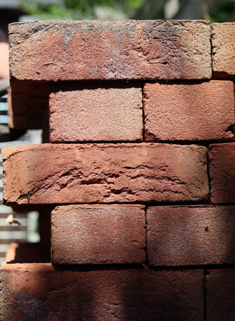 brick wall in construction site, close up brick wall texture background