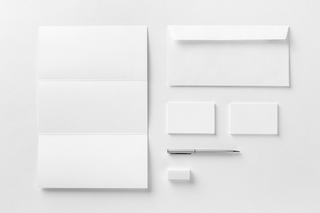 Corporate stationery set mockup. Blank white textured brand ID elements.の写真素材