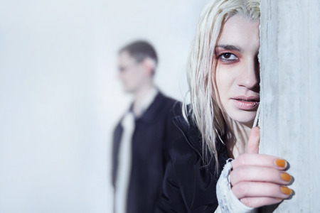 Relationship problems concept. Closeup portrait of unhappy womanの写真素材