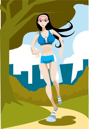 An image of female jogger jogging in a parkの写真素材