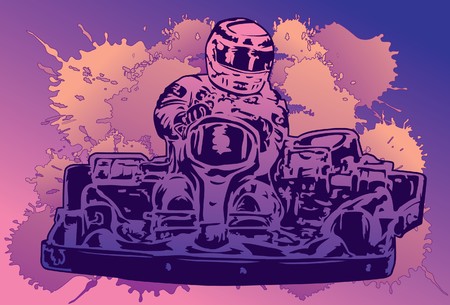 An image showing a driver wearing racing gear and driving a racecar on a race track as though he is taking part in a competition の写真素材