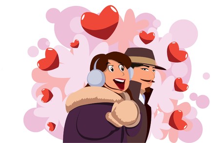 Image of lover who are on honeymoon vacation on valentine day.の写真素材