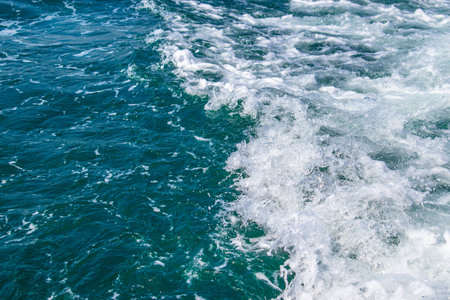 Foam formed in the sea after the ferry