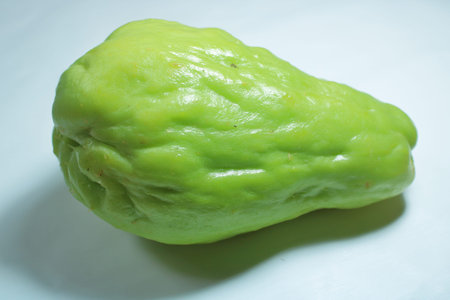 Fresh Green Chayote Squash Isolated on White Background. Organic Mirliton Pear Gourd for Grocery...
