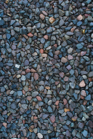 Vertical Macro Texture of Multi Colored Wet Gravel and Pebbles. Natural Stone Background for...