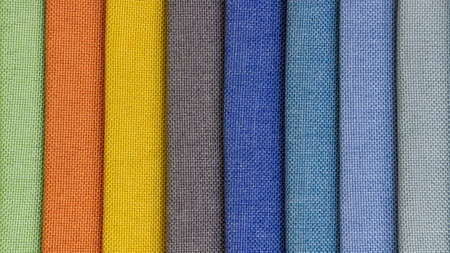 Colorful background, A stack of colorful fabric.の写真素材