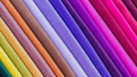 Colorful background, A stack of colorful fabric.の写真素材