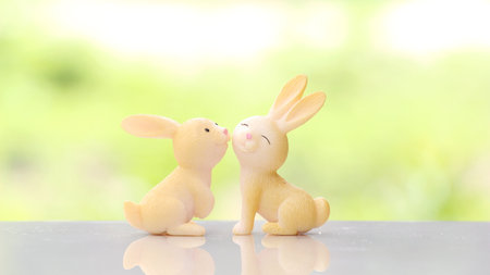 Flamingo couple in love with natural background for Valentine's day or Wedding conceptの写真素材