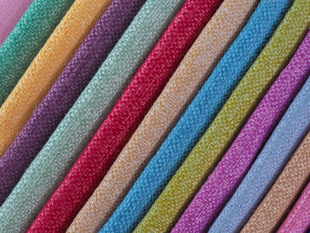 Colorful background, A stack of colorful fabric. Full frame shot of muti colored fabric backgroundの写真素材