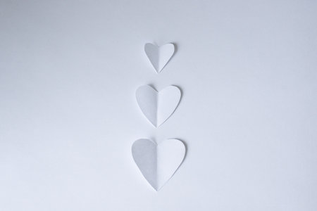 White paper hearts on a white background. Valentine's day concept.の写真素材