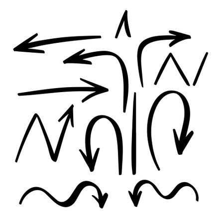 vector doodle arrow set hand drawn. Vector illustrationのイラスト素材