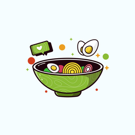 illustration of ramen and love sign,vectorのイラスト素材