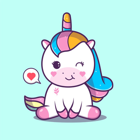 cute unicorn sitting no love symbolのイラスト素材