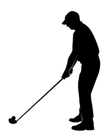Silhouette of the golfer on a white backgroundのイラスト素材