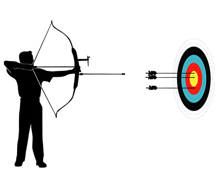 Sports marksman from onions on a target on a white backgroundのイラスト素材