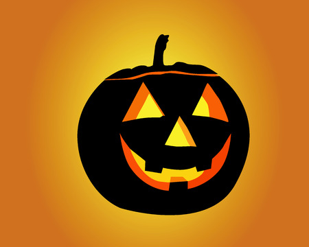 Halloween pumpkin on an orange backgroundのイラスト素材