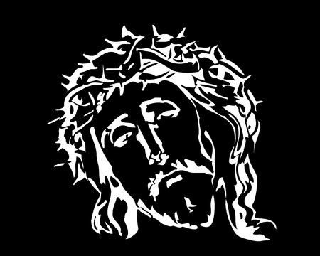 Jesus Christ image on a black backgroundのイラスト素材