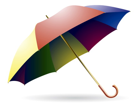 The opened multi-colored umbrella on a white backgroundのイラスト素材