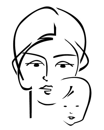 Mother and the child on a white backgroundのイラスト素材