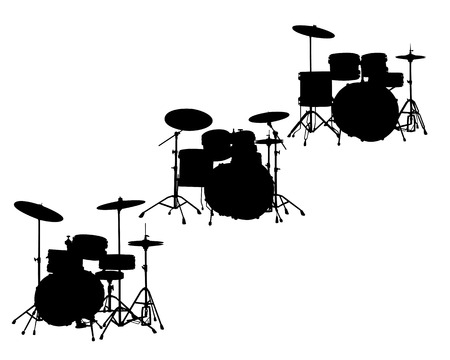 Black silhouette drum-type installationsのイラスト素材