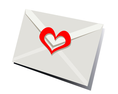 Post envelope sealed by a heart on a white backgroundのイラスト素材