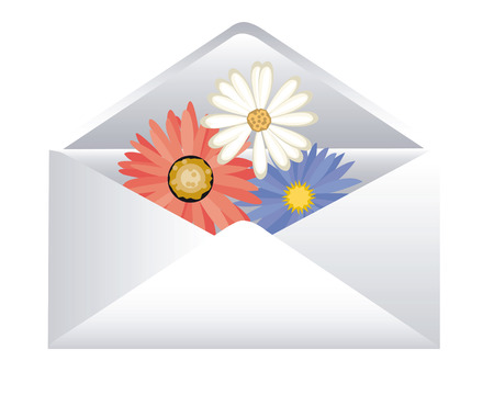 Post envelope with florets on a white backgroundのイラスト素材