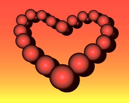The heart from red balls on is yellow a red backgroundのイラスト素材