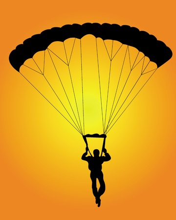 black silhouette of a jumper on an orange backgroundのイラスト素材