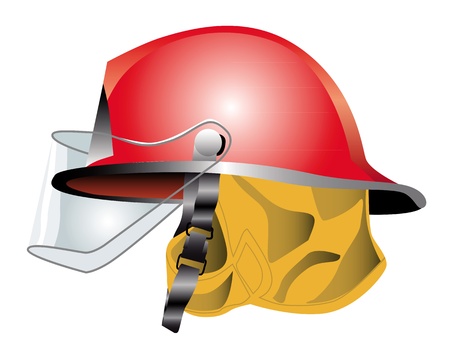 red fire helmet on white backgroundのイラスト素材