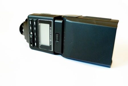 electronic flash on a white backgroundの写真素材