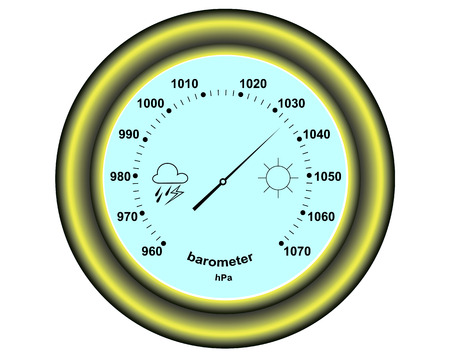 round golden barometer on a white backgroundのイラスト素材