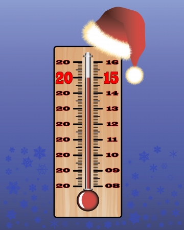 thermometer with scale consecutive years at the top with a red cap on a blue backgroundのイラスト素材