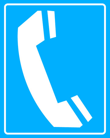 white phone icon on a blue background in frameのイラスト素材