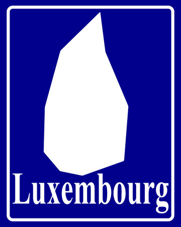 sign as a white silhouette map of Luxembourg with an inscription on a blue backgroundのイラスト素材