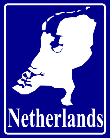 sign as a white silhouette map of Netherlands with an inscription on a blue backgroundのイラスト素材