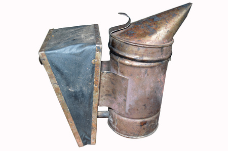 Tool gun beekeeper smoke on a white backgroundの写真素材