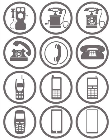 gray evolution icons of phones on a white backgroundのイラスト素材