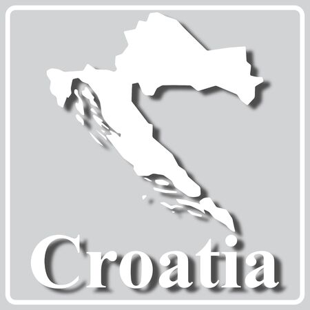 gray square icon with white map silhouette and inscription Croatiaのイラスト素材