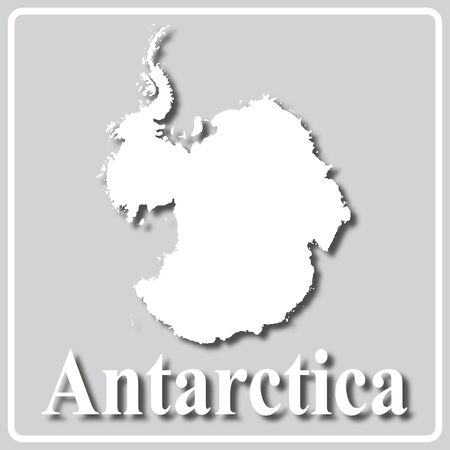gray square icon with white map silhouette and inscription Antarcticaのイラスト素材