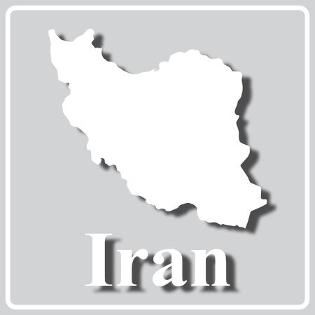 gray square icon with white map silhouette and inscription Iranのイラスト素材