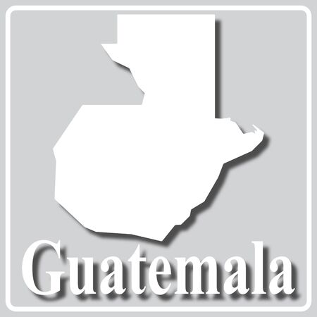 gray square icon with white map silhouette and inscription Guatemalaのイラスト素材