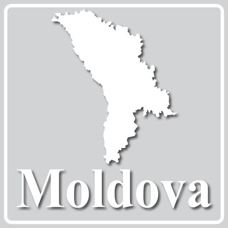 gray square icon with white map silhouette and inscription Moldovaのイラスト素材
