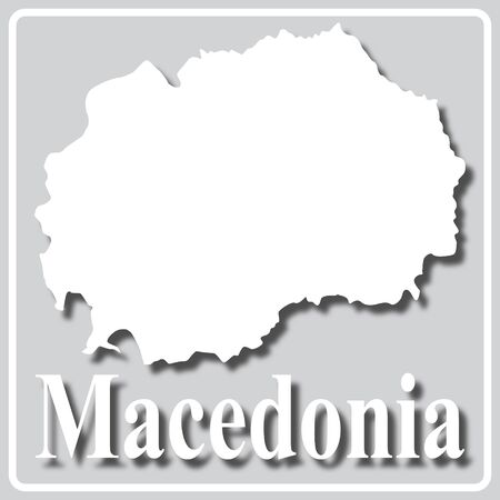 gray square icon with white map silhouette and inscription Macedoniaのイラスト素材