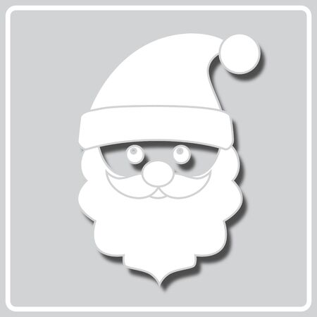 gray square icon with white silhouette of a  santa clausのイラスト素材