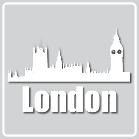 gray icon with light landmarks and inscription Londonのイラスト素材